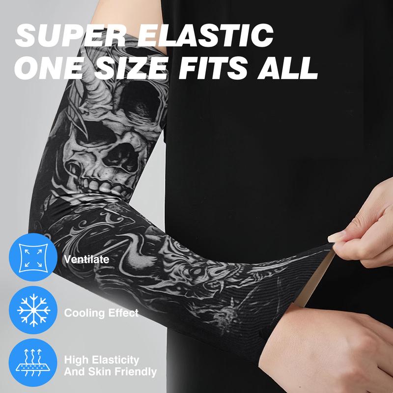 2 Pairs of Tattoo Sleeves, Unique Arm Sleeves, Sun Resistant Cooling Sleeves, UV Protection Cover for Sports sport arm