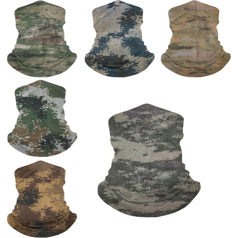 6 Pack Camo Neck Gaiter for Women Balaclava Tube UV Face Mask Headband Men Ski Cooling Bandanas