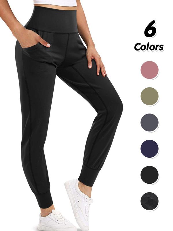 Women's High Waist Pocket Joggers, Sporty Comfy Breathable High Stretch Pants, Joggers for Women, Ladies Sportswear for Running Workout