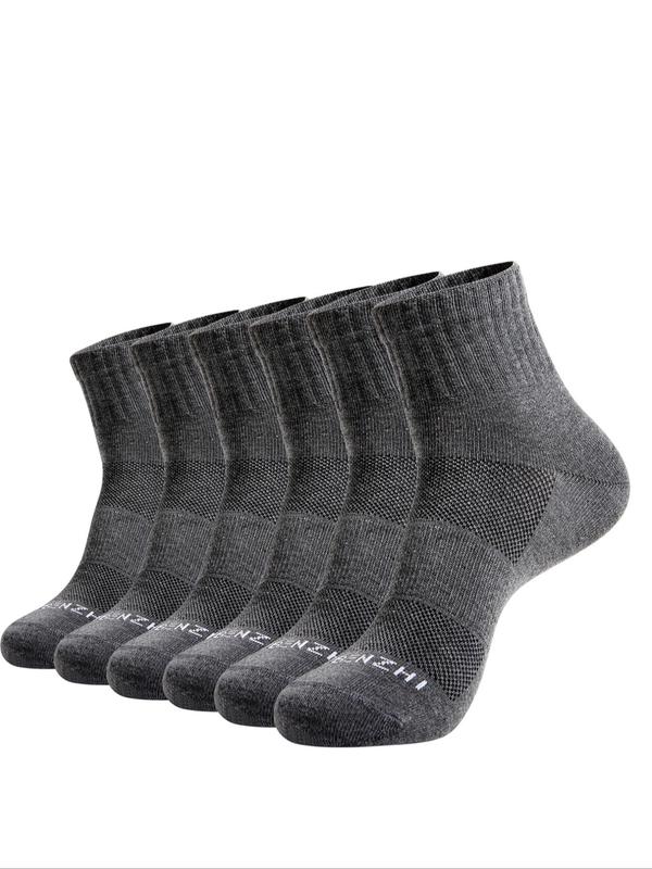 Men's Letter Print Sports Socks, Breathable Comfortable Sports Socks for Running Jogging Golf Cycling, Men's Socks for Fall & Winter