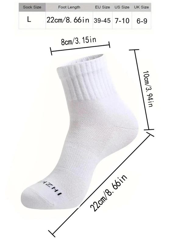 Men's Letter Print Sports Socks, Breathable Comfortable Sports Socks for Running Jogging Golf Cycling, Men's Socks for Fall & Winter