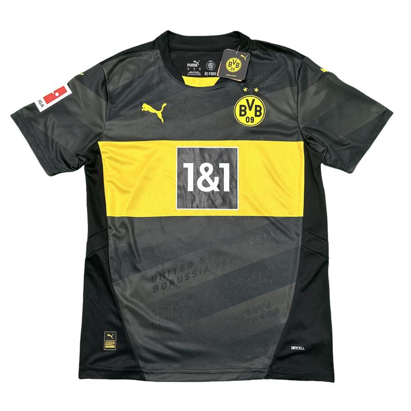 Puma 2425 BVB Borussia Dortmund Home Away Black and Yellow Stripes Vintage Short Sleeve Top Soccer Jerseys Quick Dry German Bundesliga