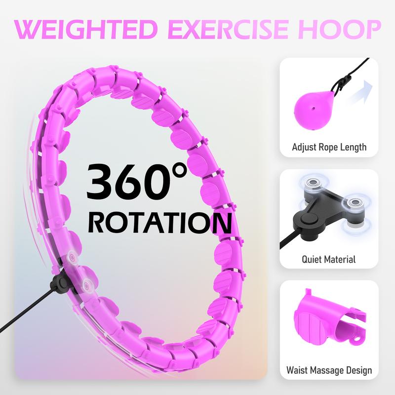 Weighted Hula Circle with 24 Links for Adults Weight Loss, Infinity Fitness Hoop Plus Size, for Women Smart Exercise Equipment