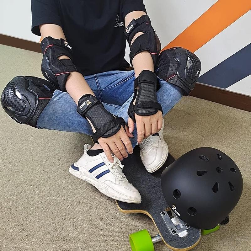 Adult & Kid Skating Protective Gear Set Sktaeboard Helmet Knee and Elbow Pads with Wrist Guards for Inline Roller Skating, Scooter, Skateboarding