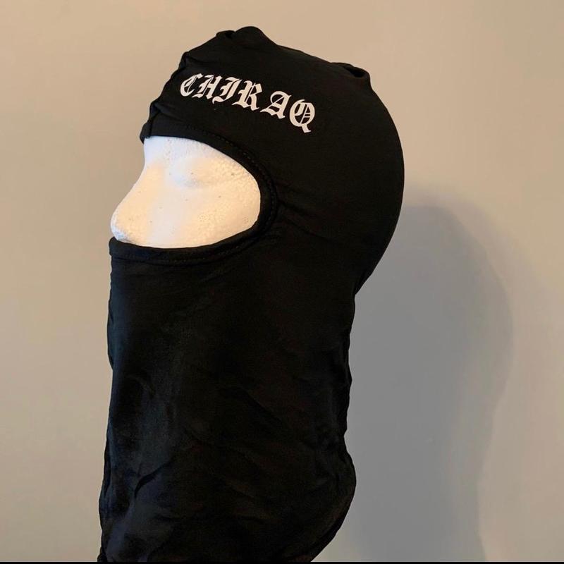 Custom text ski mask balaclava, black