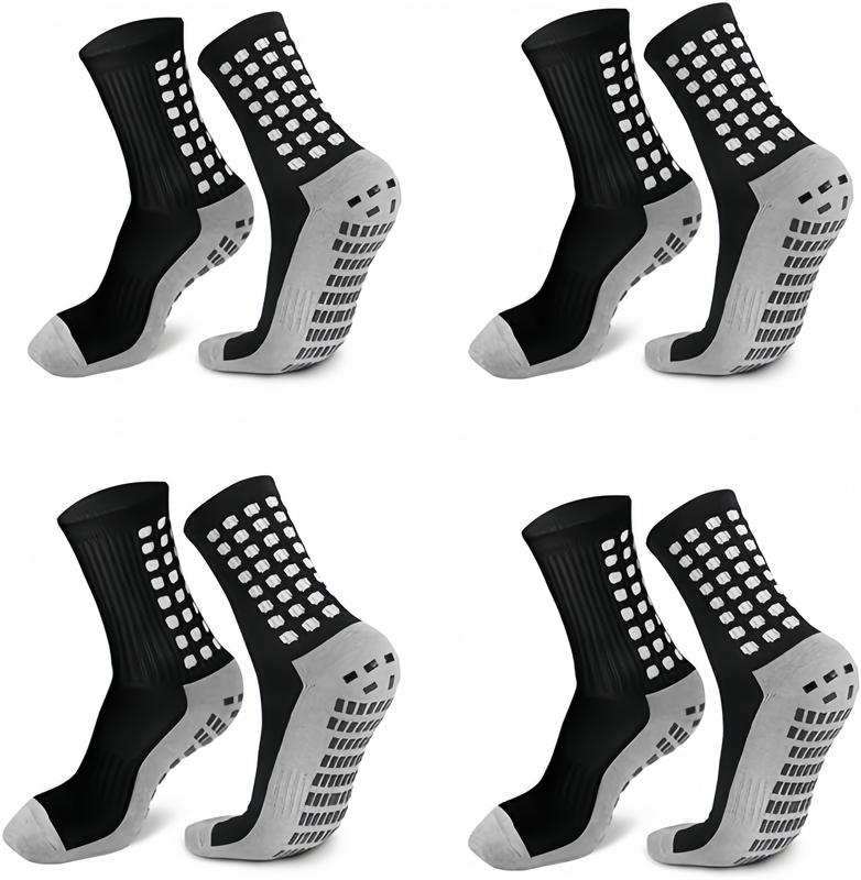 4 pairs of non-slip silicone bottomcalf mid-calf socks, men's women'ssweat-absorbing and breathablesoccer basketball outdoor sports socks socks