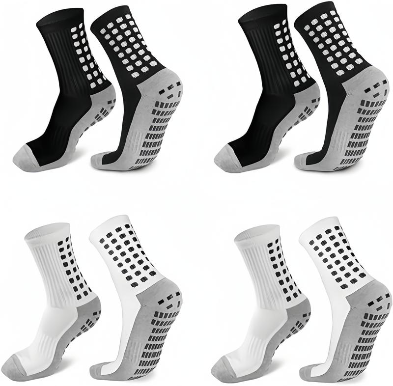 4 pairs of non-slip silicone bottomcalf mid-calf socks, men's women'ssweat-absorbing and breathablesoccer basketball outdoor sports socks socks