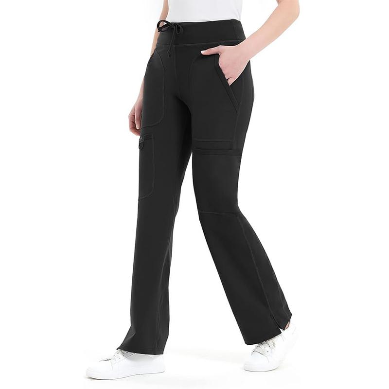 Scrub yoga Pants Women Mid Rise Yoga Work Pants- Five Pocket Cargo Scrub Pant