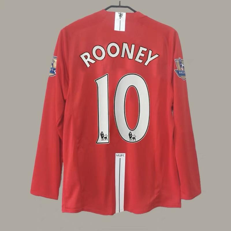0708 Red Devils jersey, Champions League version, home 7, Cristiano Ronaldo long sleeved retro football jersey, customized for Rooney Giggs team uniform