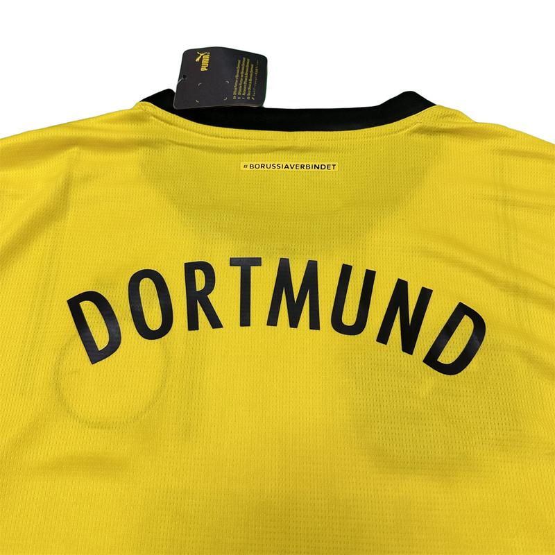 Puma 2425 BVB Borussia Dortmund Home Away Black and Yellow Stripes Vintage Short Sleeve Top Soccer Jerseys Quick Dry German Bundesliga