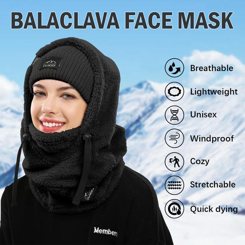 Balaclava Winter Ski Mask for Men and Women Cold Weather Fleece Windproof Face Cover Hooded Scarf Hat Head Warmer