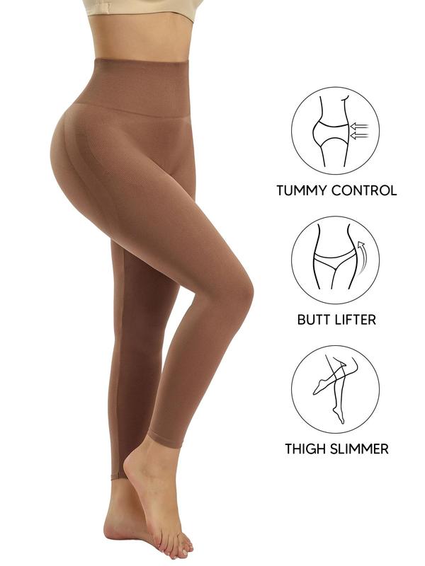 Women's High Waist Butt Lifting Shapewear Leggings, High Stretch Seamless Tummy Control Leggings, Women's Shapewear Bottoms, Womenswear