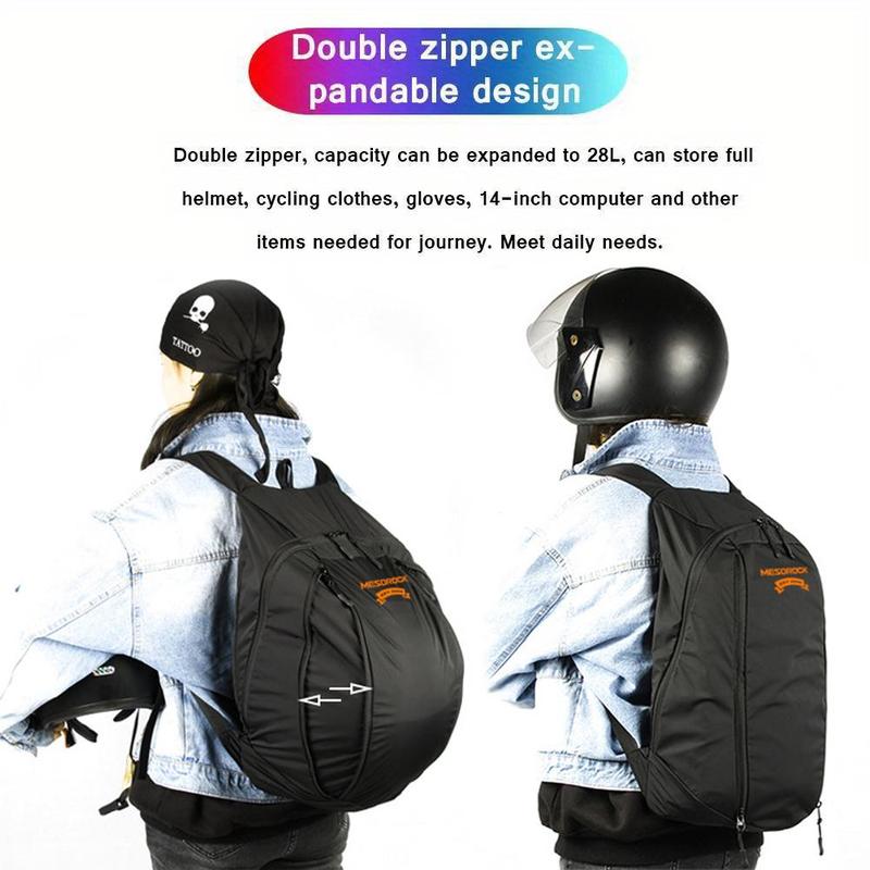 Compact Motorcycle Travel Backpack, Large Capacity Laptop Motorcycle Riding Bag, Expandable Helmet Backpack, Sports Storage Bag for Camping Hiking