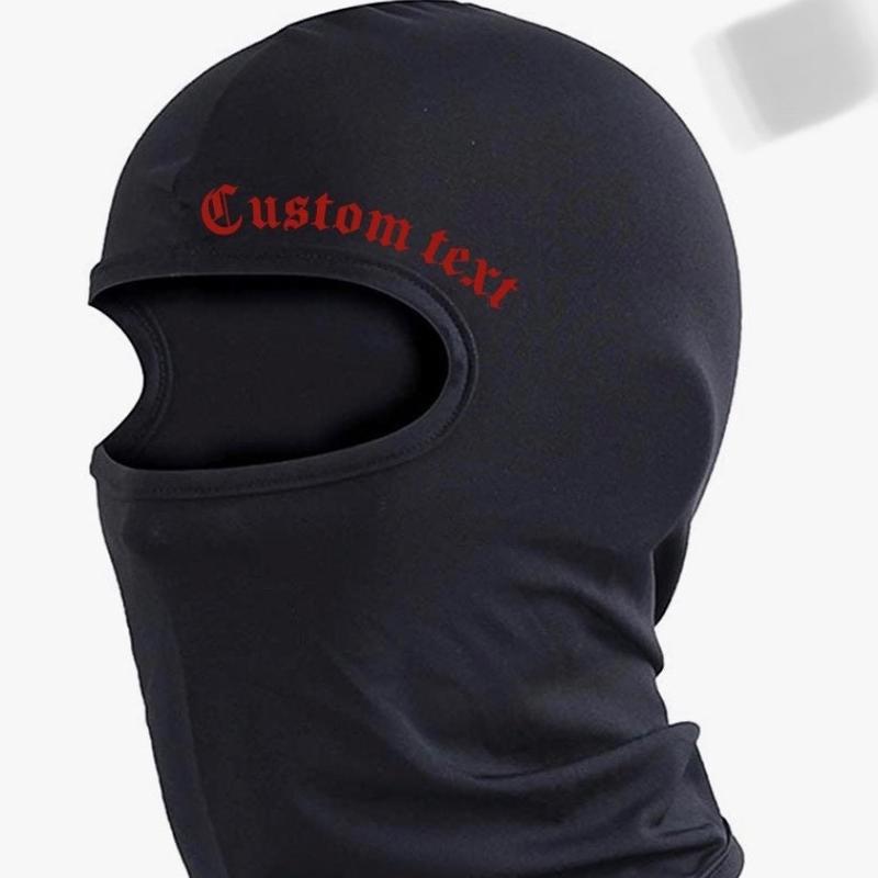 Custom text ski mask balaclava, black