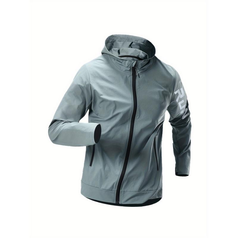 Men's Polyamide-Elastane Blend Sports Jacket with Stand Collar, Water-Resistant Windproof Track & Active Long-Sleeve Zippered Jacket for Hiking, Outdoor & Leisure Activities, Four Seasons Wear - Abrasion Resistant and Moisture-Wicking