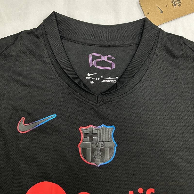 2425 FC Barcelona Away black and red Short Sleeve Top No.19 Lamine Yamal Retro 125th Anniversary Special Edition Soccer Jerseys Quick Drying