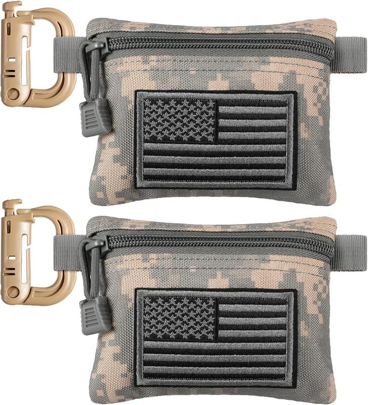 2 Pack Tactical Compact EDC Pouches Military Molle Utility Pouch Accessories Organizer Pouch Coin Purse Keychain Pocket Credit Card Holder Waist Pack