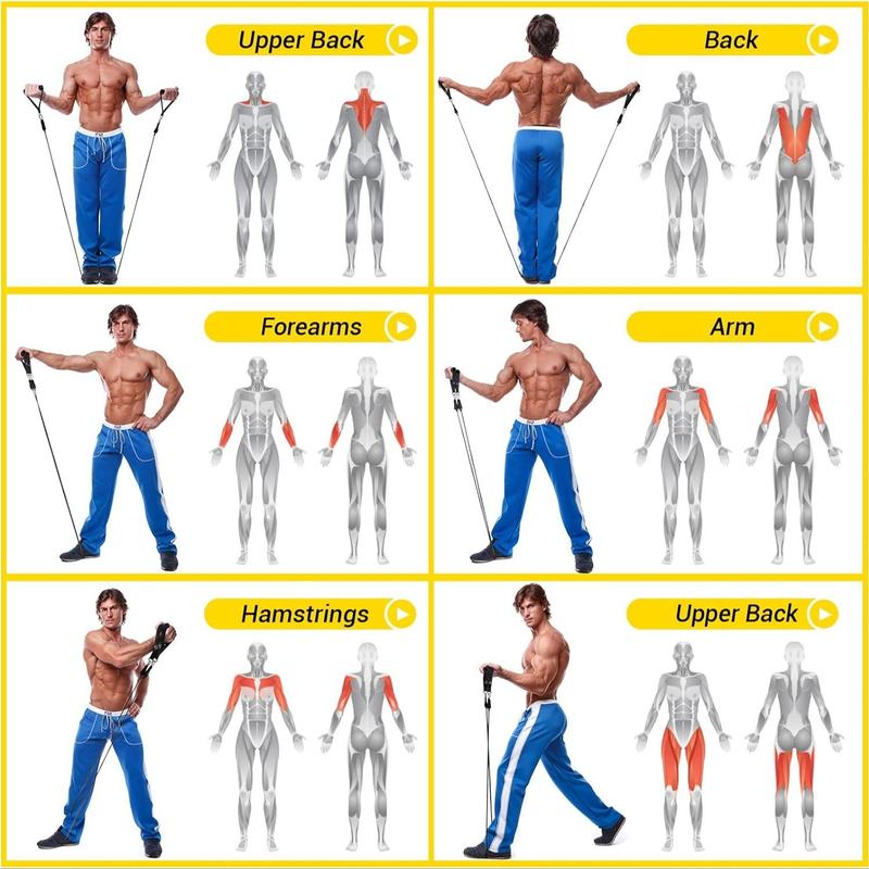 Resistance Band Set, 11pcs set Exercise Band with Door Anchor & Ankle Strap, Fitness Equipment for Home Workout, Christmas Gift