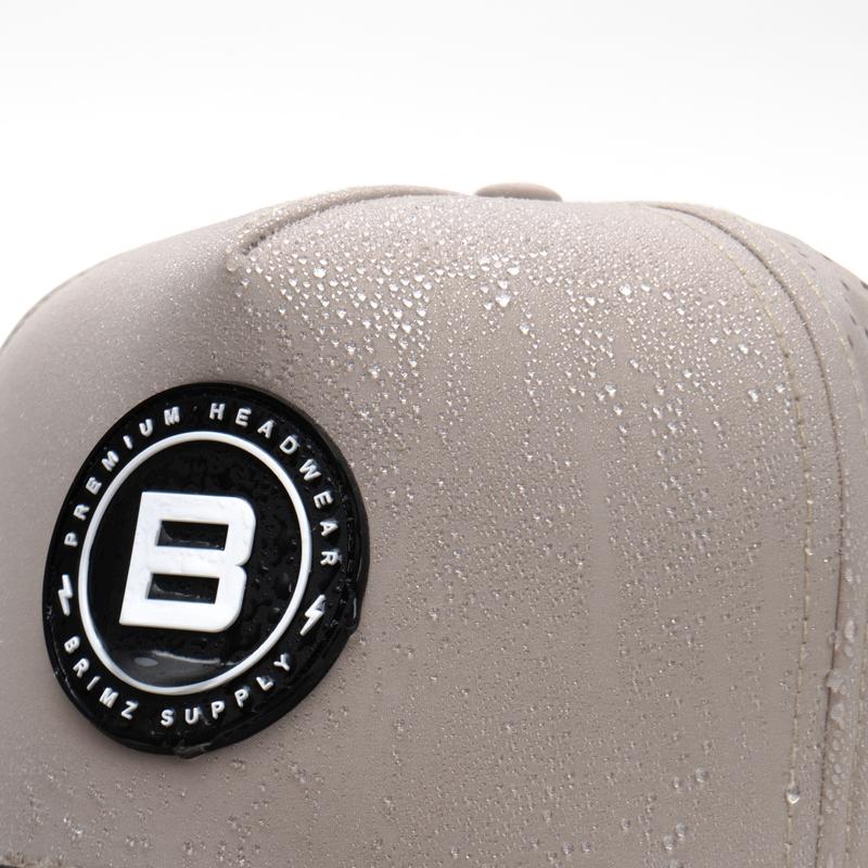 BRIMZ Golf Performance Hat - Breathable Sweat & Water Resistant Golfing Snapback Cap with Tee Holder & Magnetic Ball Marker (Tan - Brimz)