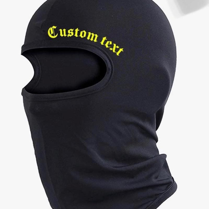 Custom text ski mask balaclava, black