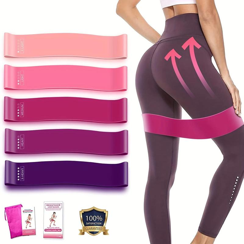 Yoga Resistance Band with Drawstring Storage Bag, 5 Counts set Durable Yoga Stretching Band, Home Gym Fitness Equipment For Women & Men