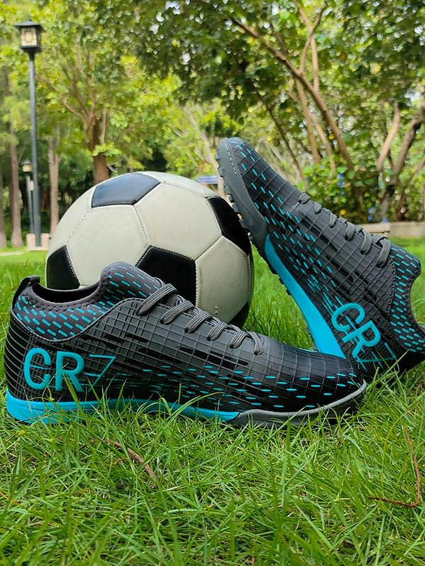 Men's Letter Print Lace Up Sports Soccer Shoes, Breathable Comfortable Sports Football Shoes, Professional Sports Football Cleats for All Seasons