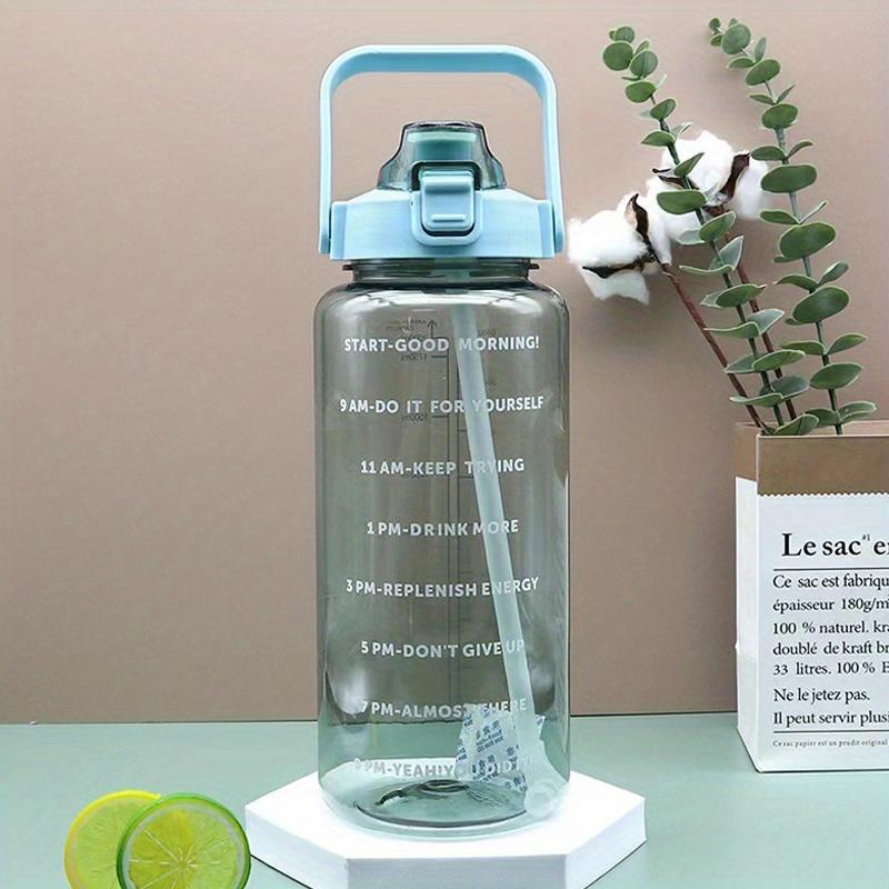 Clear Large Capacity Water Bottle with Time Marker & Straw, Portable Sports Water Bottle With Handle, Outdoor Water Bottle For Men & Women