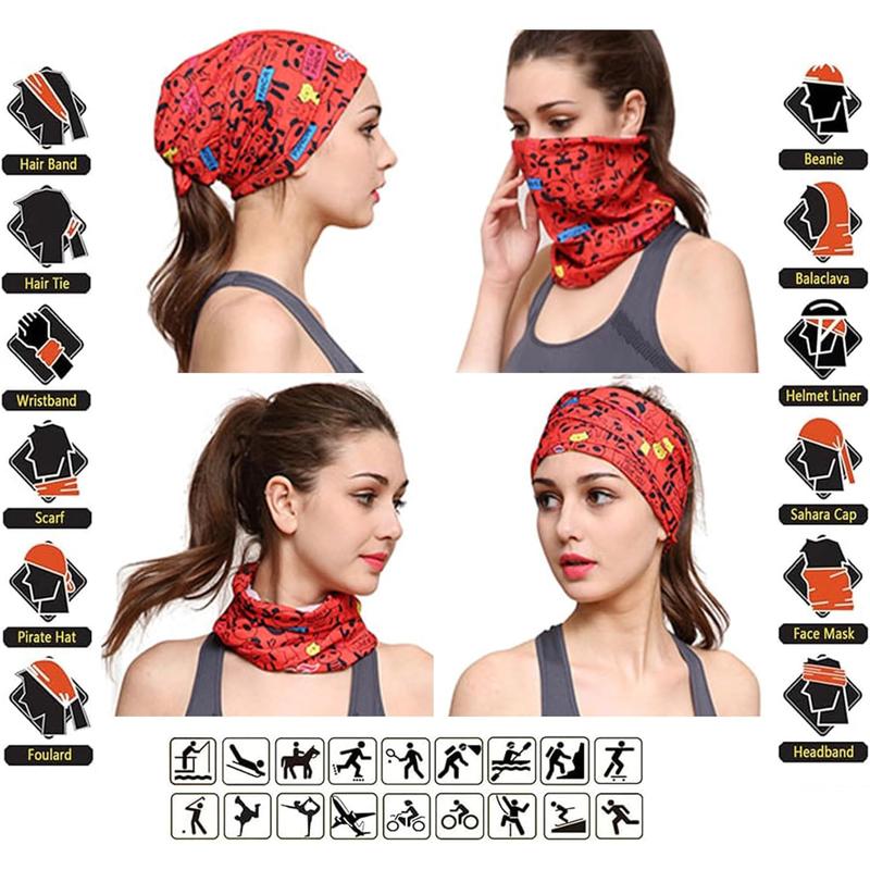 6 Pack Camo Neck Gaiter for Women Balaclava Tube UV Face Mask Headband Men Ski Cooling Bandanas