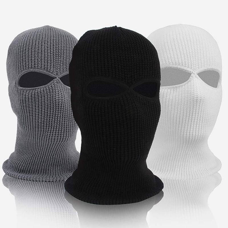 Winter 2 Hole Knitted Full Face Cover Ski Mask Bike Cycling Balaclava Headwrap for Women Men Outdoor Sports