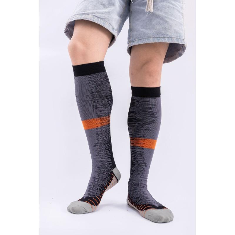 6 PCS Breathable compression calf socks - striped pattern leg socks, sports performance, elastic compression socks and leg socks