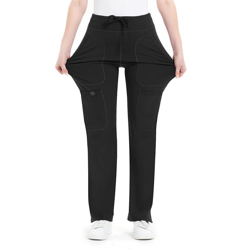 Scrub yoga Pants Women Mid Rise Yoga Work Pants- Five Pocket Cargo Scrub Pant