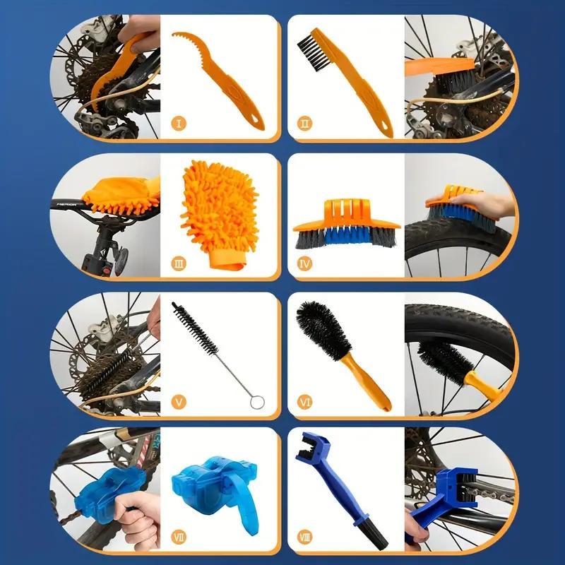 Bicycle Cleaning Brush Set, 10pcs set Bicycle Chain Cleaning Tool, Bicycle Cleaning Kit, Bicycle Maintenance Tool, Cycling Accessories