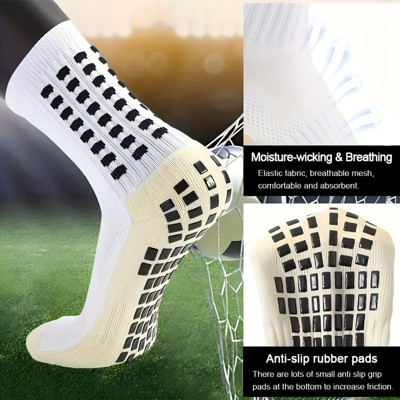 Unisex Anti Odor & Sweat Absorption Crew Grip Socks Non-Slip, Breathable, Moisture-Wicking, for Football, Soccer, Basketball, Tennis, Cycling