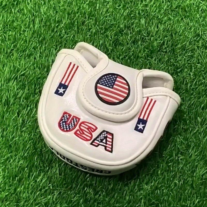 Fashionable PU Leather Golf Putter Cover, Flag Pattern Golf Accessories, Golf Club Head Cover, Golf Accessories for Men & Women