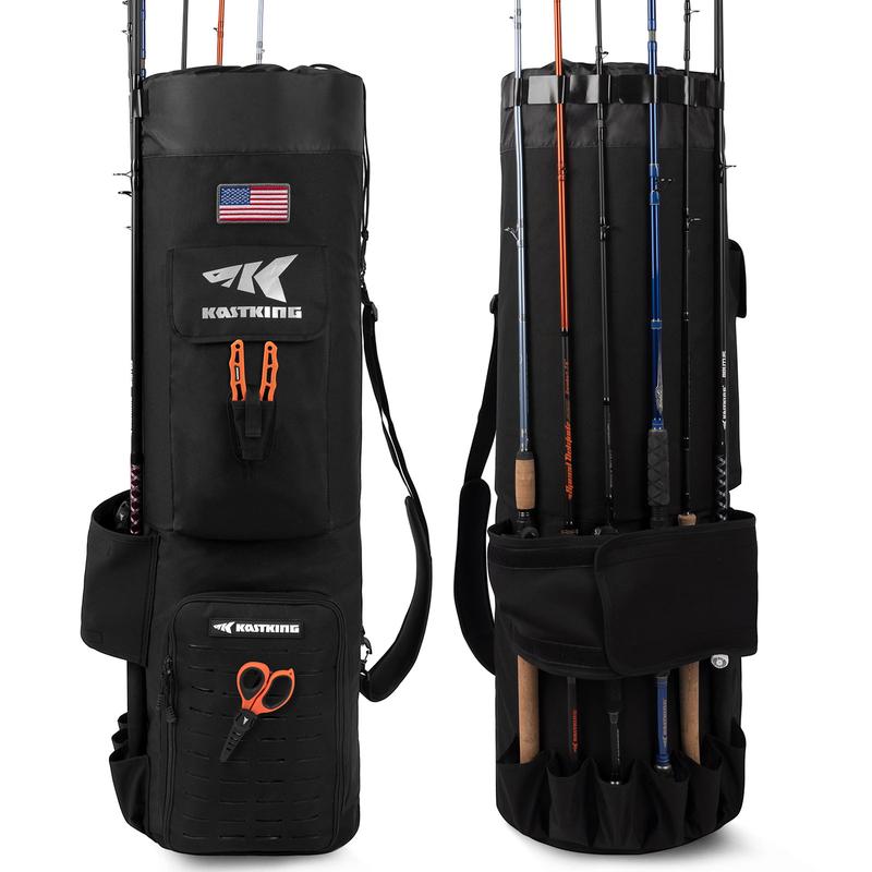 KastKing Karryall Fishing Rod Bag,81L Large Storage Water-resistant Rod Case Holds 6 Rods & Reels, Crankbait fishing , Foldable Fishing Bag Accommodate Fishing Gear and Equipment,Fishing Gifts for Men