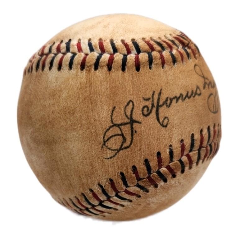 Honus Wagner Autographed 1910s Style Baseball. Reproduction Souvenir Ball