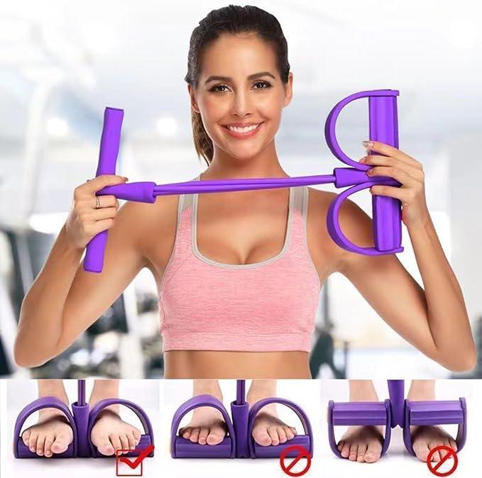 Tension Rope, 4-Tube Elastic Yoga Pedal Puller Resistance Band, Natural Latex Fitness Equipment, for Abdomen Waist Arm Leg Stretching Training Pedal Tension Rope for Shoulder & Back Pedal Tension