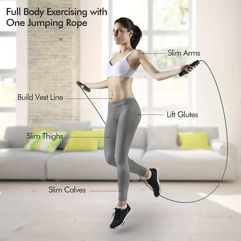 Weighted Speed Jump Rope, 1 Count Adjustable Skipping Rope with Memory Foam Handle, Fitness Equipment for Home Gym Workout