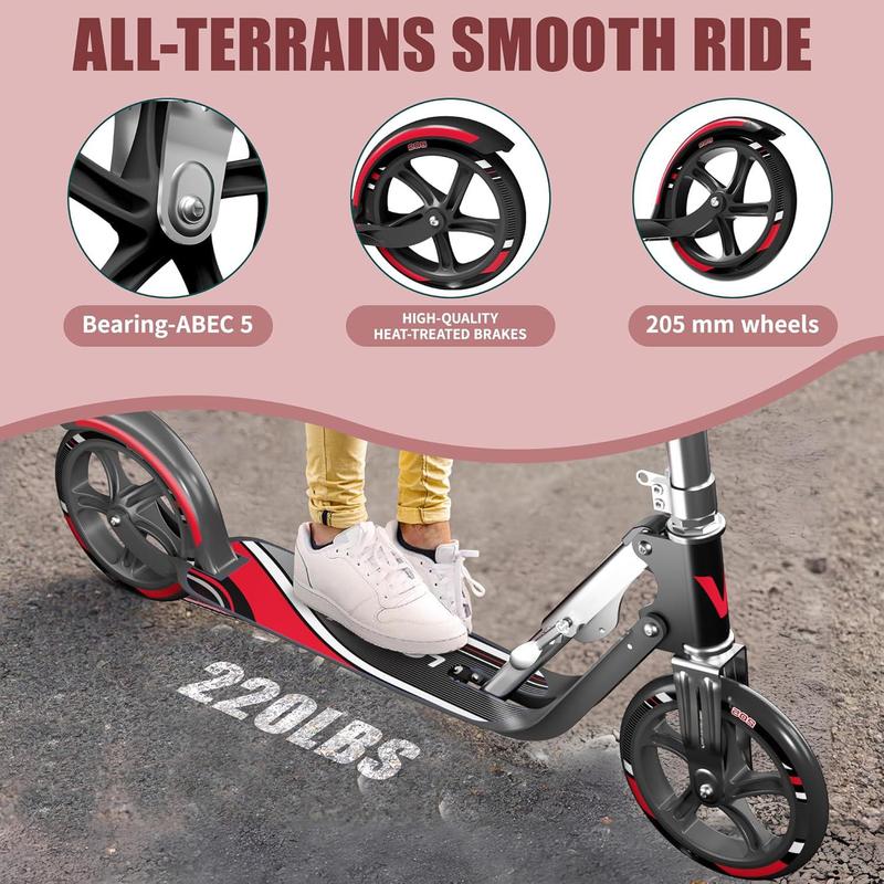 Scooter for Kids 6-12 & Adults | Adjustable Height, Foldable, Lightweight Aluminum Frame | Holds Up to 220lbs | Smooth Ride on Any Terrain