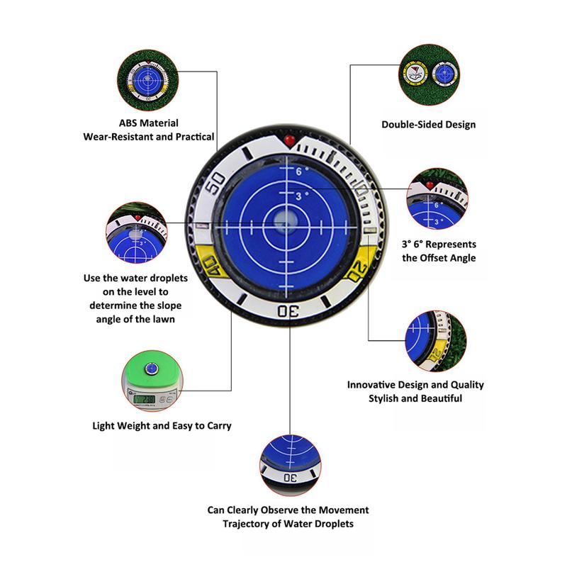 Golf Ball Marker, Golf Double Sided Level Marker with Precision Reading Green Reader. Golf Gifts for Him.