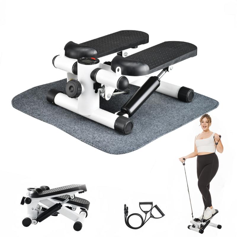 Mini Stepper with Resistance Band, Stair Stepping FitnessExercise Home Workout Equipment for Full Body Workout,Step Machine w LCD Monitor vibrationalplates hydraulic stepper