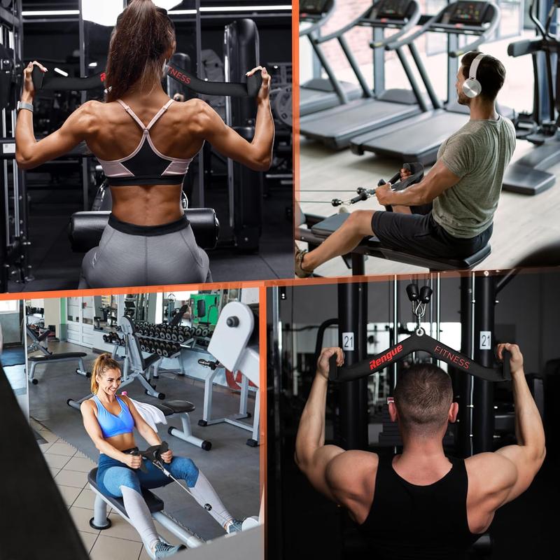 Rengue LAT Pull Down Bar T-Bar V-Bar Pulley Cable Machine LAT Pulldown Attachments Back Tricep Pull Down Attachment Strength Training Handle Grips LAT Pulldown Bar Press Down Exercises for Home Gym