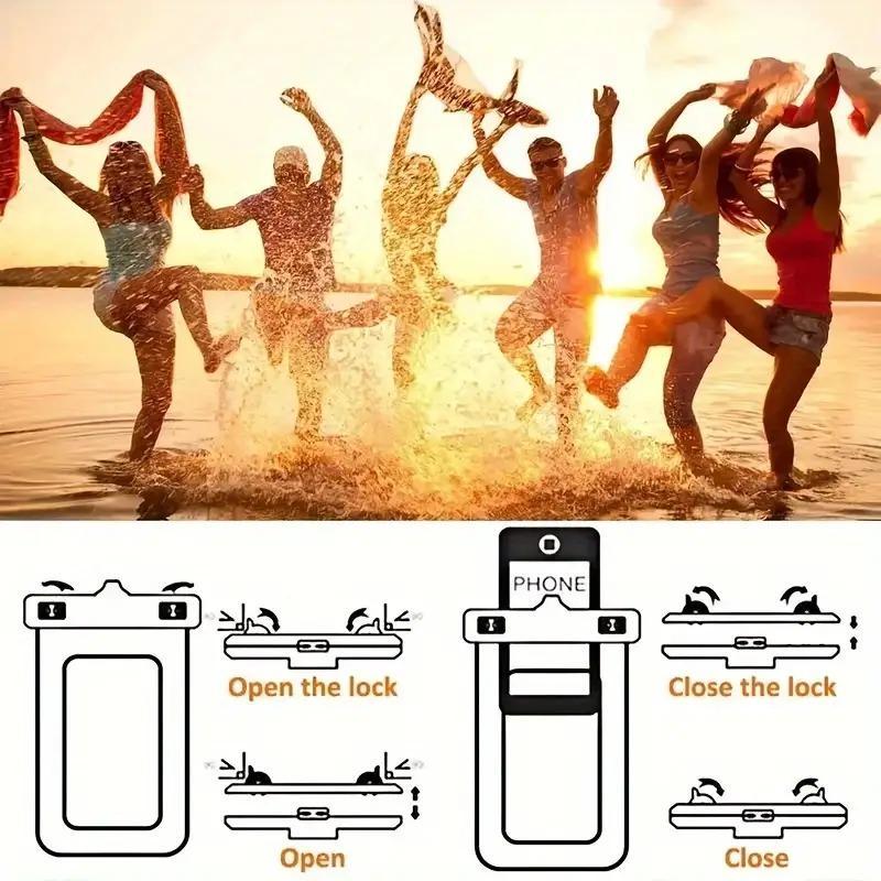 Waterproof Phone Bag, 2 Counts set Touch Screen Phone Case with Lanyard, Floating Phone Pouch, Outdoor Phone Protector for Swimming & Diving