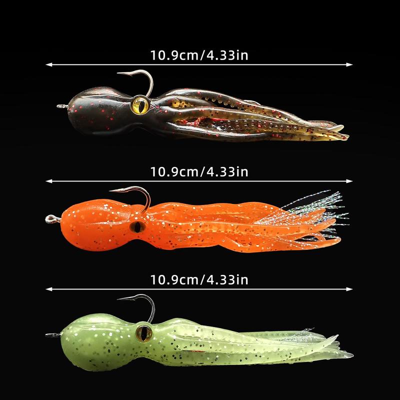 Octopus Shaped Soft Fishing Lure, 1 Count Artificial Fishing Bait With Double Hook, Fake Fishing Lure, Outdoor Fishing Accessories