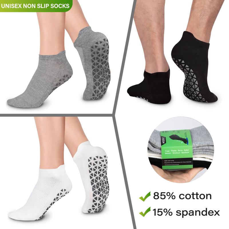 Non Slip Yoga Socks with Grips for Pilates, Ballet, Barre, Barefoot, Hospital Anti Skid Socks for Women and Men