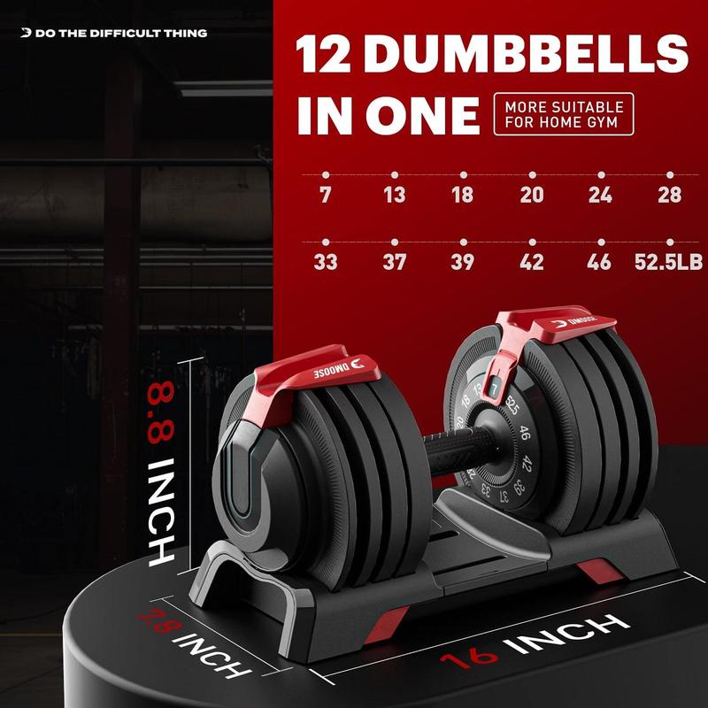 DMoose 52.5 lb Adjustable Dumbbell Set with Security Locking System for Safe Exercise Training