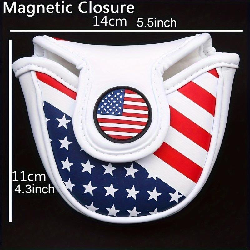 Fashionable PU Leather Golf Putter Cover, Flag Pattern Golf Accessories, Golf Club Head Cover, Golf Accessories for Men & Women