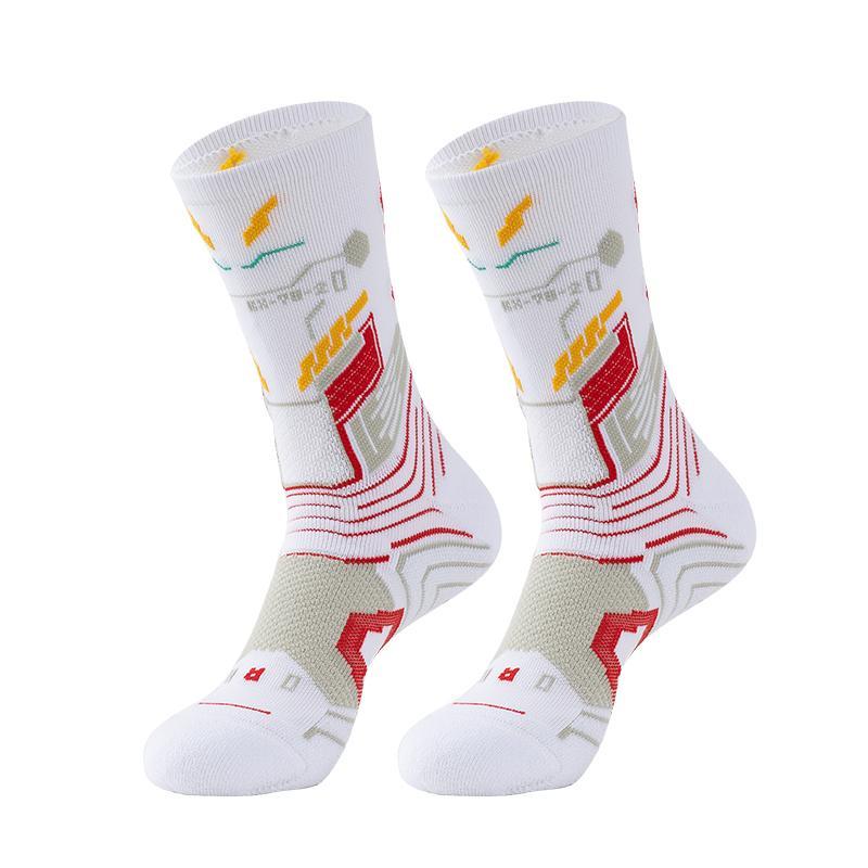 Sporty Men's Colorblock & Letter Print Mid-calf Socks, 1 Pair Sport Breathable Comfortable Crew Socks, Socks for Men, Athletic Running Socks for Men