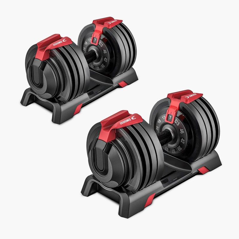 DMoose 52.5 lb Adjustable Dumbbell Set with Security Locking System for Safe Exercise Training