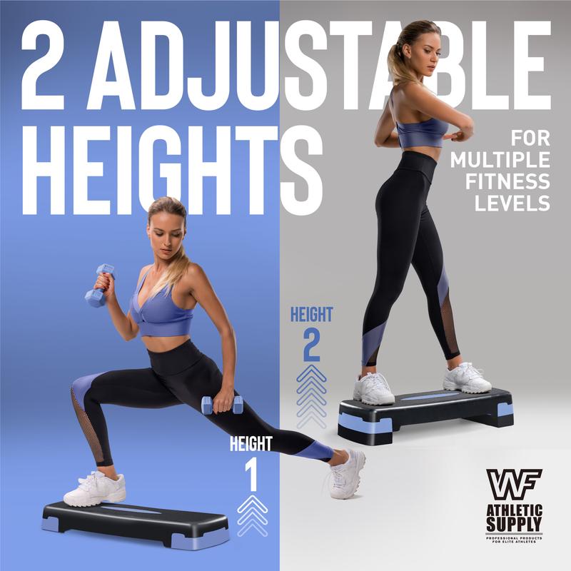 Tone Fitness Adjustable Height Aerobic Stepper Set with 2 Dumbbells & Measuring Tape, Workout Exercise Step Platform w Level Risers, 3 Colors, the Ultimate Gift for a Joyful Holiday and Merry Christmas